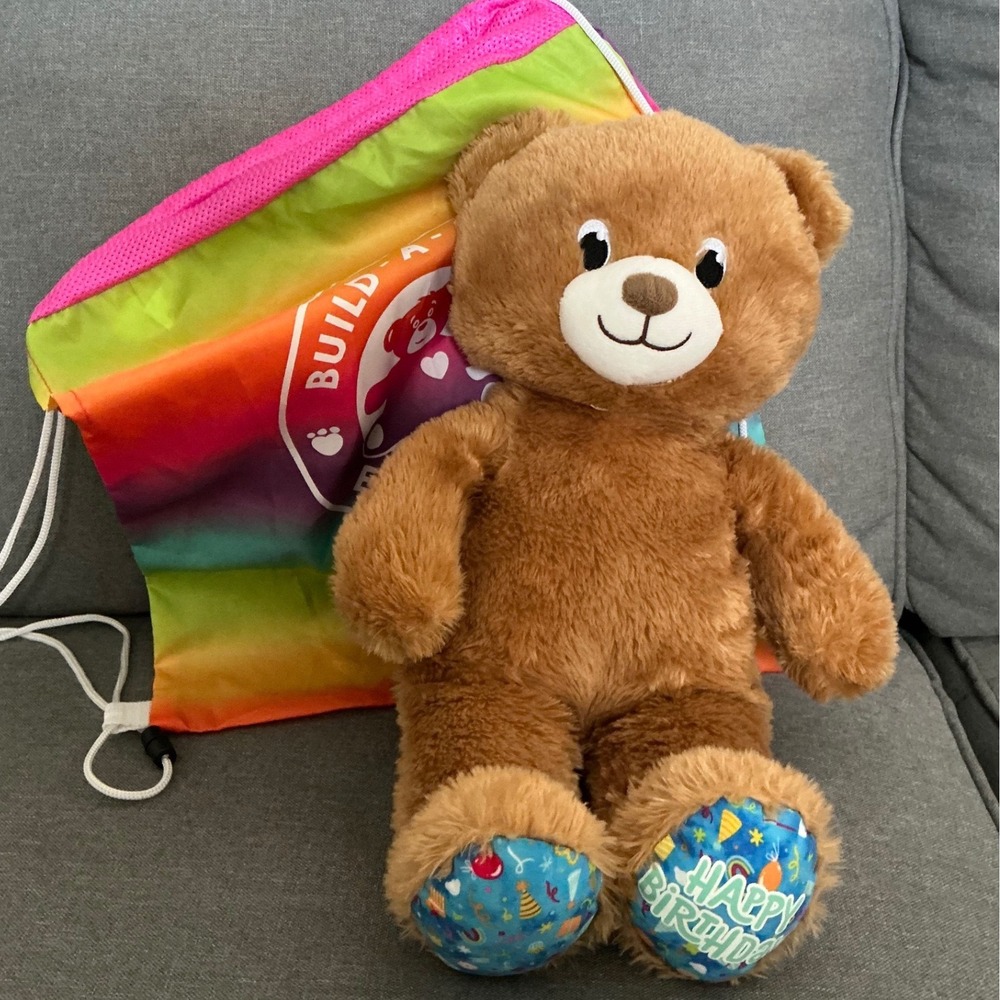 Build-A-Bear Workshop Happy Birthday Treat Bear Plush with Rainbow Bag